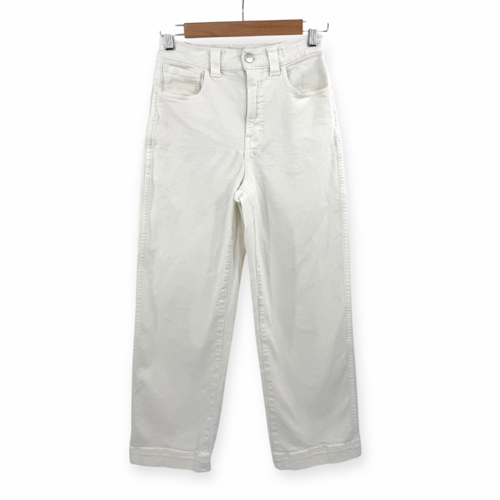 Madewell The Perfect Vintage Wide Leg Crop Jeans in Tile White sz 25